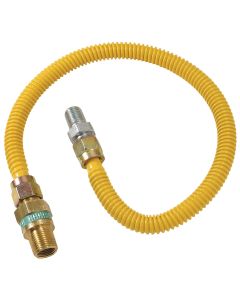 Dormont 1/2 In. OD x 18 In. Coated Stainless Steel Gas Connector, 1/2 In. MIP (Tapped 3/8 In. FIP) x 1/2 In. MIP SmartSense