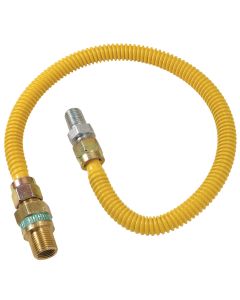 Dormont 1/2 In. OD x 24 In. Coated Stainless Steel Gas Connector, 1/2 In. MIP (Tapped 3/8 In. FIP) x 1/2 In. MIP SmartSense