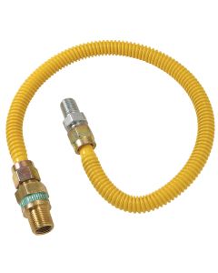 Dormont 1/2 In. OD x 36 In. Coated Stainless Steel Gas Connector, 1/2 In. MIP (Tapped 3/8 In. FIP) x 1/2 In. MIP SmartSense