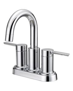 Home Impressions Chromel 2-Straight Handle Lever 4 In. Centerset Bathroom Faucet with Pop-Up