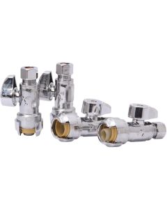 SharkBite 1/2 In. x 3/8 In. Compression Brass Straight Stop Valve (4-Pack)