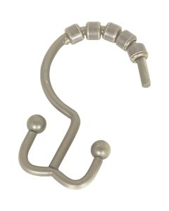 Zenith Zenna Home Brushed Nickel Double Roller Shower Curtain Hook (12 Count)