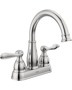 Delta Windmere Chrome 2-Handle Lever 4 In. Centerset Bathroom Faucet and Push Pop-Up with Overflow