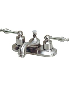 Home Impressions Brushed Nickel 2-Handle Lever 4 In. Centerset Bathroom Faucet with Pop-Up