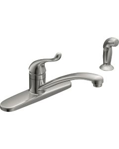 Moen Adler Single Handle Lever Kitchen Faucet with Side Spray, Chrome