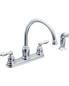 Moen Caldwell Dual Handle Lever Kitchen Faucet with Side Spray, Chrome