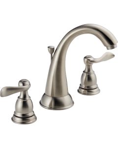 Delta Windmere Stainless 2-Handle Lever 6 In. to 16 In. Widespread Bathroom Faucet with Pop-Up