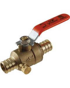 SharkBite 1/2 In. Brass Barb Ball Valve with Drain