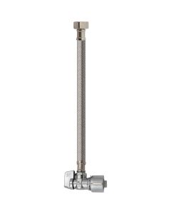 Keeney 5/8 In. x 12 In. Stainless Steel Quick Lock Faucet Supply Tube with Angled Quarter Turn Valve