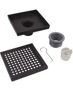 B&K 6 In. Square Shower Drain Zero Pattern Matte Black