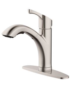 Home Impressions Single Handle Lever Pull-Out Kitchen Faucet, Brushed Nickel