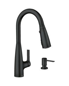 Moen Haelyn Single-Handle Pull-Down Kitchen Faucet ColorCue Temperature, Matte Black