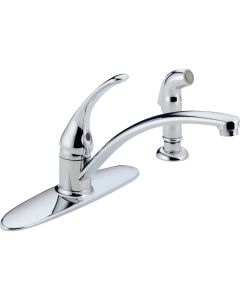 Delta Foundations Single Handle Lever Kitchen Faucet with Side Spray, Chrome