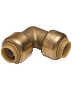 SharkBite 3/8 In. (1/2 In. OD) x 3/8 In. (1/2 In. OD) 90 Deg. Push-to-Connect Brass Elbow (1/4 Bend)