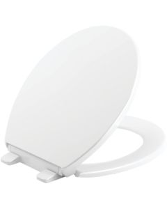 Kohler Brevia Quiet-Close Round Closed Front White Toilet Seat with Grip-Tight Bumpers