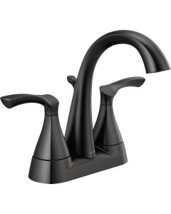 Delta Sandover Matte Black 2-Handle Lever 4 In. Centerset Bathroom Faucet with Pop-Up