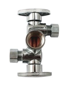 Keeney 1/2" FIP x 3/8" OD x 3/8" OD Quarter Turn Dual Shut-Off/Dual Outlet Valve