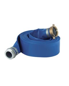 Apache 2 In. x 25 Ft. Blue Reinforced PVC Lay Flat Discharge Hose with Male/Female Connections