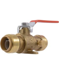 SharkBite 3/4 In. Brass Push-Fit Ball Valve with Drain & Mounting Tab