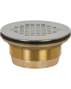 Sioux Chief 2 In. Cast Brass No-Caulk Shower Drain with 4-1/4 In. Stainless Steel Strainer