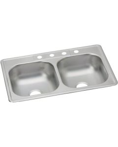 Elkay Dayton Double Bowl 33 In. x 22 In. x 7-1/16 In. Deep Stainless Steel Kitchen Sink