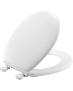 Mayfair Round Closed Front White Wood Toilet Seat with Easy Clean & Change Hinges