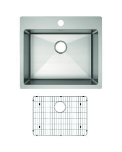 Elkay Crosstown Single Bowl 25 In. x 22 In. x 9 In. Deep Stainless Steel Kitchen Sink Kit, Dual-Mount