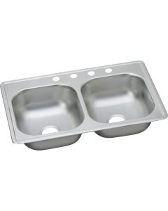 Elkay Dayton Double Bowl 33 In. x 19 In. x 6-7/16 In. Deep Stainless Steel Kitchen Sink