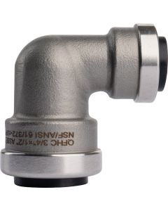 QuickFitting 3/4 In. x 1/2 In. Push-to-Connect Stainless Steel 90-Degree Reducing Elbow