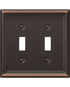 Amerelle Chelsea 2-Gang Stamped Steel Toggle Switch Wall Plate, Aged Bronze