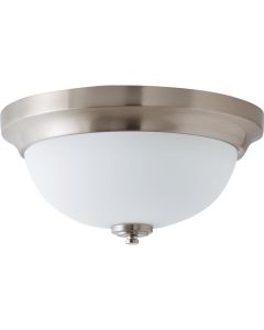 Home Impressions Crawford 13 In. Brushed Nickel Incandescent Flush Mount Light Fixture