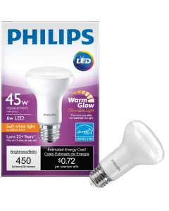 Philips Warm Glow 45W Equivalent Soft White R20 Medium Dimmable LED Spotlight Light Bulb