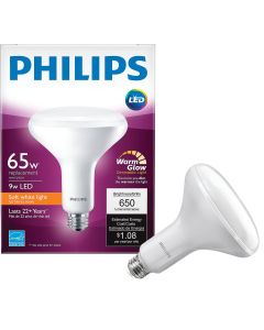 Philips Warm Glow 65W Equivalent Soft White BR40 Medium Dimmable LED Floodlight Light Bulb