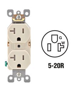 Leviton 20A Light Almond Tamper Resistant Residential Grade 5-20R Duplex Outlet