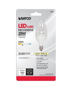 Satco 40W Equivalent Soft White B11 Candelabra LED Decorative Light Bulb