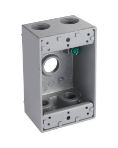 Bell Single Gang 1/2 In. 5-Outlet Gray Aluminum Weatherproof Outdoor Outlet Box