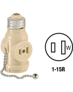 Leviton Ivory 125V Light Socket Adapter