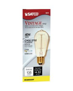 Satco 40W Clear Medium ST19 Incandescent Vintage Light Bulb