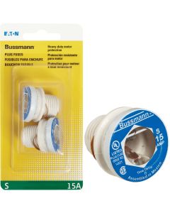 Bussmann 15A S Time-Delay Plug Fuse (2-Pack)