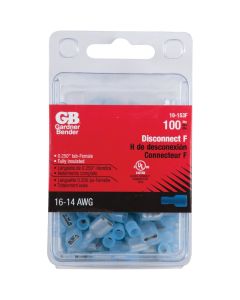 Gardner Bender 16 to 14 AWG Female Blue Fully-Insulated Disconnect (100-Pack)