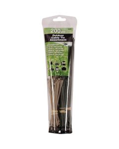 Gardner Bender Outdoor Self-Locking Nylon Tan/Olive/Black Cable Tie Assortment (200-Piece)