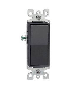 Leviton Decora Residential Grade 15 Amp Rocker Single Pole Switch, Black