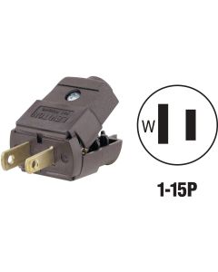 Leviton 15A 125V 2-Wire 2-Pole Clamp Tight Cord Plug, Brown