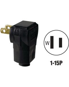 Leviton 15A 125V 2-Wire 2-Pole Angle Cord Plug, Black