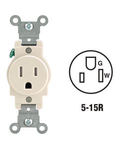 Leviton 15A Light Almond Commercial Grade 5-20R Tamper Resistant Single Outlet