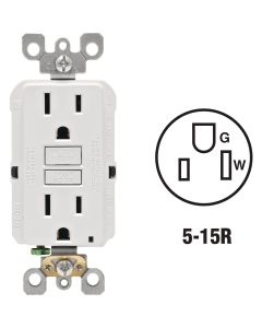 Leviton SmartlockPro Self-Test 15A White Residential Grade Rounded Corner 5-15R GFCI Outlet (3-Pack)