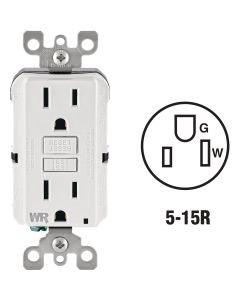 Leviton SmartlockPro Self-Test 15A White Residential Grade Tamper & Weather Resistant 5-15R GFCI Outlet