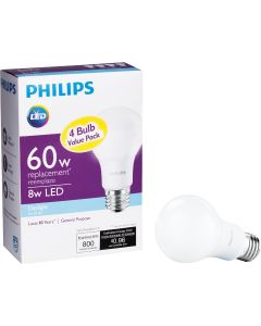 Philips 60W Equivalent Daylight A19 Medium LED Light Bulb (4-Pack)