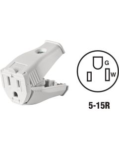 Leviton 15A 125V 3-Wire 2-Pole Clamp Tight Cord Connector, White