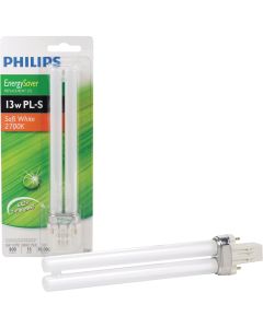 Philips Energy Saver 60W Equivalent Soft White GX23 Base PL-S CFL Light Bulb